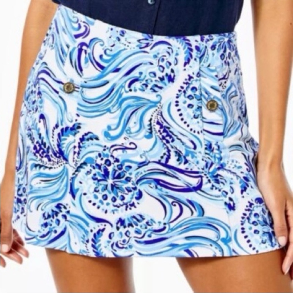 Lilly Pulitzer Madison Skort Blue and White Floral Skirt